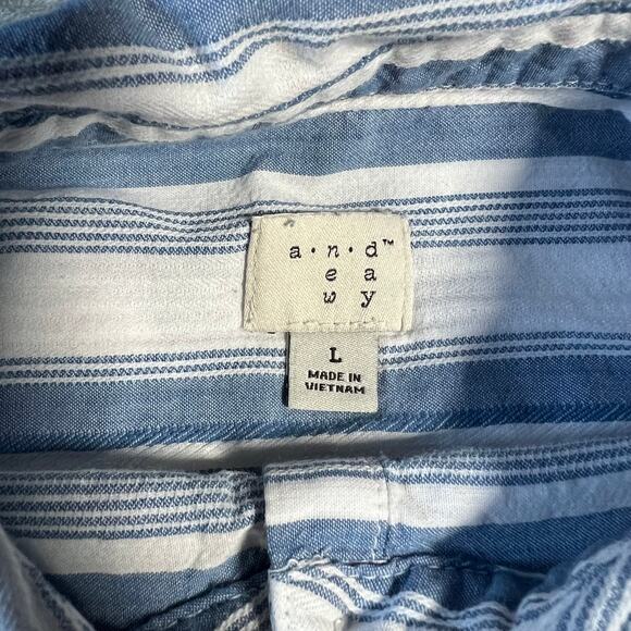 a new day Stripe Button Down Shirt Size Large Nautical Coastal Casual - Picture 4 of 12